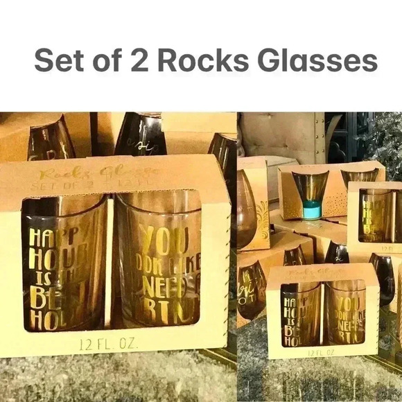 2 Wit & Whimsy Rocks Glasses (12oz) New in Box - Picture 2 of 6